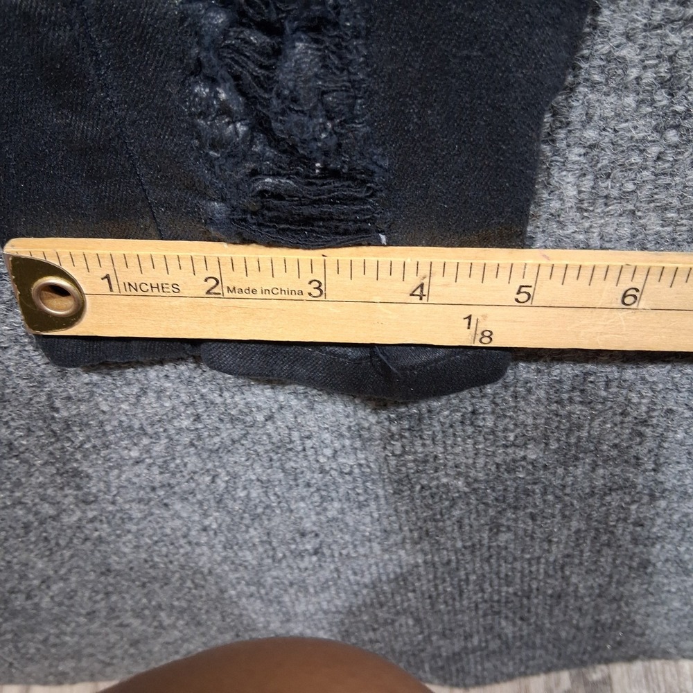 Guess Sexy Curve Skinny Jeans Black Coated Distressed Shredded Mid Rise 33x28 - Picture 12 of 14
